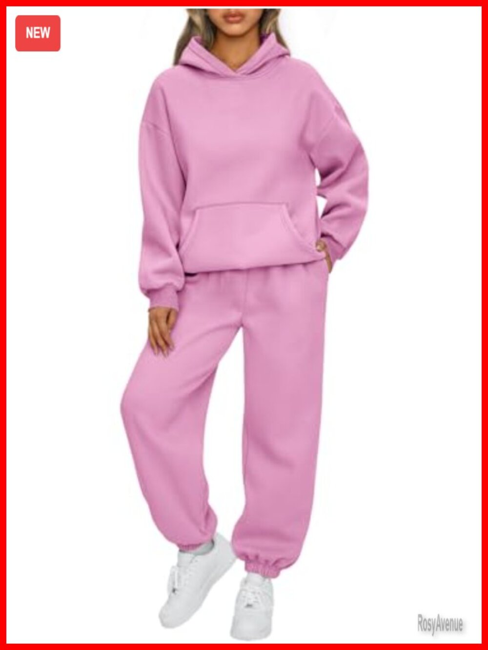 AUTOMET Womens 2 Piece Lounge Sweat Set Cotton Polyester Fleece Hoodie Joggers